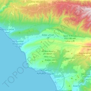 Taghazout topographic map, elevation, terrain