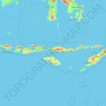 Lesser Sunda Islands topographic map, elevation, terrain