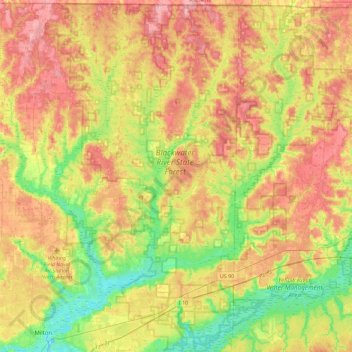 Blackwater River State Forest topographic map, elevation, terrain