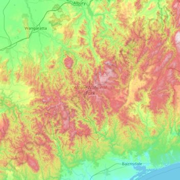 Alpine National Park topographic map, elevation, terrain