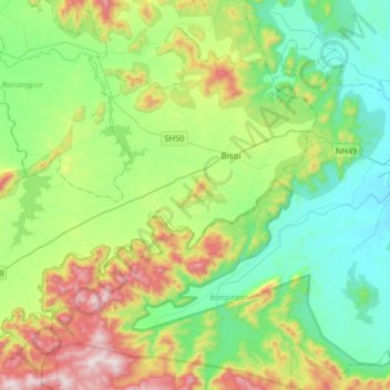 Bisoi topographic map, elevation, terrain