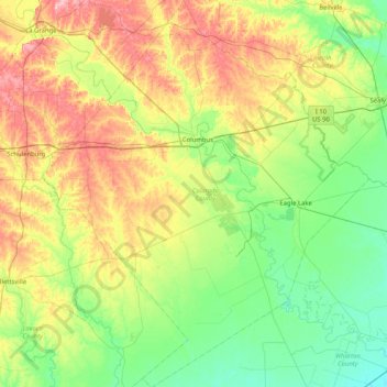 Colorado County topographic map, elevation, terrain