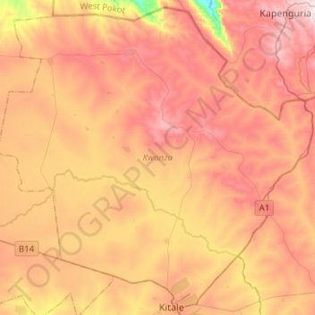 Kwanza topographic map, elevation, terrain