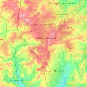 Ashfield topographic map, elevation, terrain