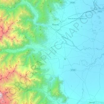 Pellice topographic map, elevation, terrain