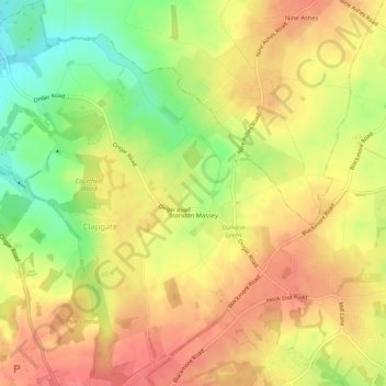 Stondon Massey topographic map, elevation, terrain