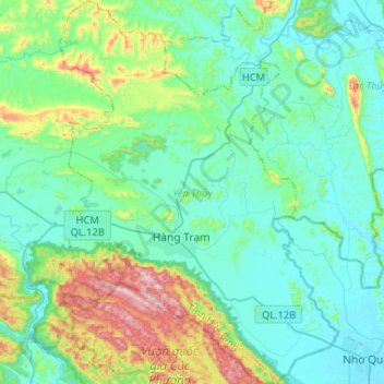 Yên Thủy District topographic map, elevation, terrain