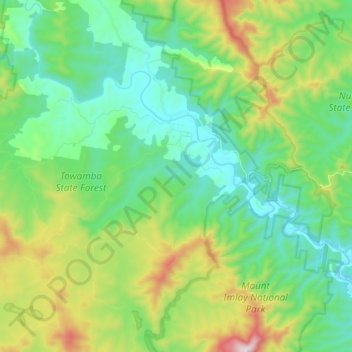 Towamba topographic map, elevation, terrain