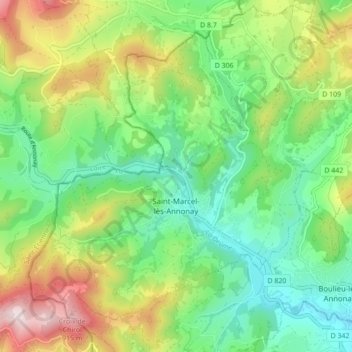 Saint-Marcel-lès-Annonay topographic map, elevation, terrain