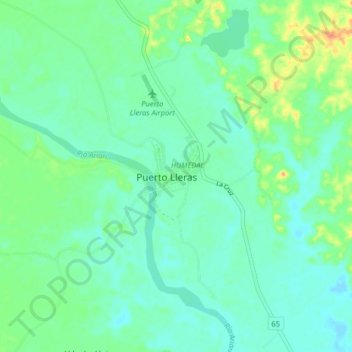 Puerto Lleras topographic map, elevation, terrain