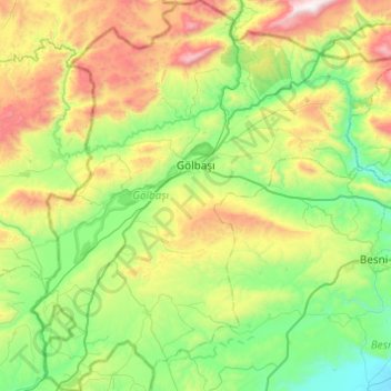 Gölbaşı topographic map, elevation, terrain