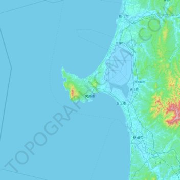 Oga topographic map, elevation, terrain