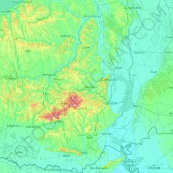 Pécsi egyházmegye topographic map, elevation, terrain