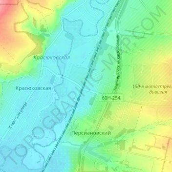 Persianovskiy topographic map, elevation, terrain