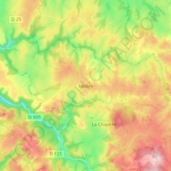 Molles topographic map, elevation, terrain