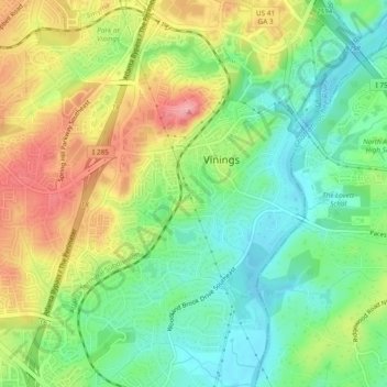 Vinings topographic map, elevation, terrain