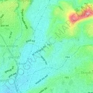 Budhanilkantha-10 topographic map, elevation, terrain