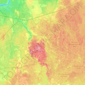 Мгинское городское поселение topographic map, elevation, terrain