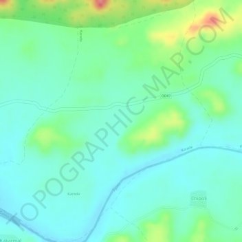 Karada topographic map, elevation, terrain