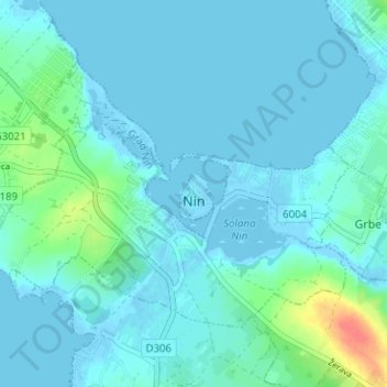 Nin topographic map, elevation, terrain