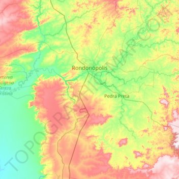 Rondonópolis topographic map, elevation, terrain