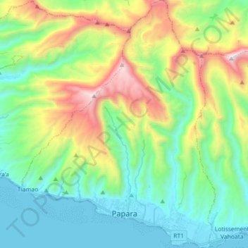 Papara topographic map, elevation, terrain