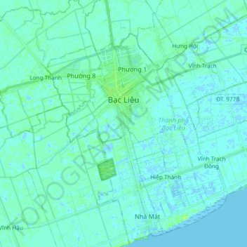 Bạc Liêu topographic map, elevation, terrain