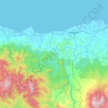 Bireuen topographic map, elevation, terrain