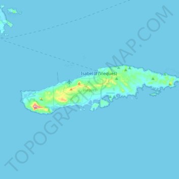 Vieques topographic map, elevation, terrain
