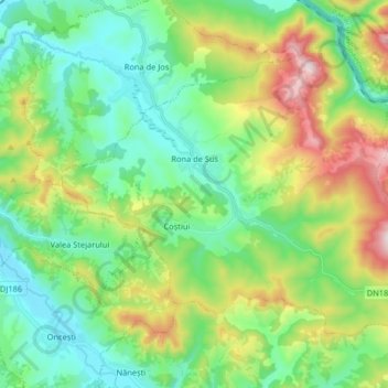 Rona de Sus topographic map, elevation, terrain