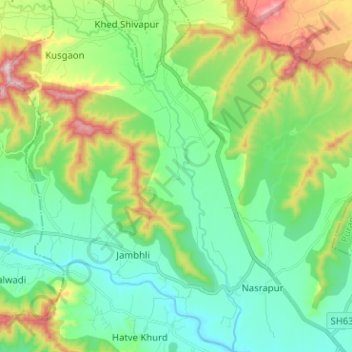 Shivaganga topographic map, elevation, terrain