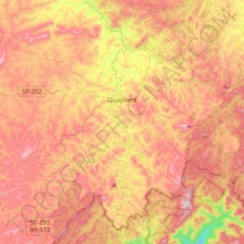 Guapiara topographic map, elevation, terrain