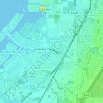 Apollo Beach topographic map, elevation, terrain