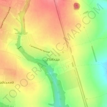 Pobieda topographic map, elevation, terrain
