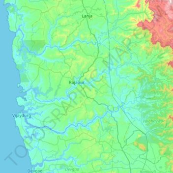 Rajapur topographic map, elevation, terrain