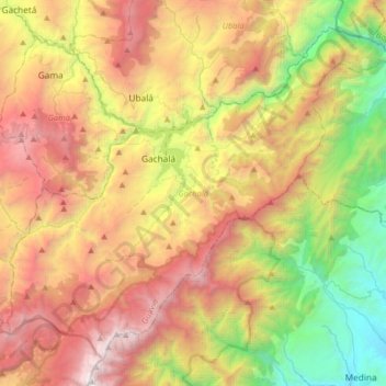 Gachalá topographic map, elevation, terrain