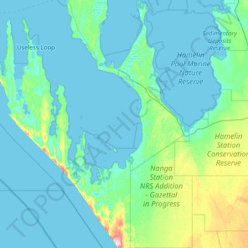 Nanga topographic map, elevation, terrain
