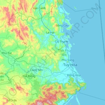 Phú Yên Province topographic map, elevation, terrain