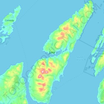 Jura topographic map, elevation, terrain