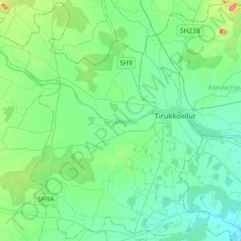 Tirukkoyilur topographic map, elevation, terrain