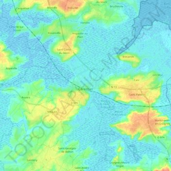 Carentan-les-Marais topographic map, elevation, terrain