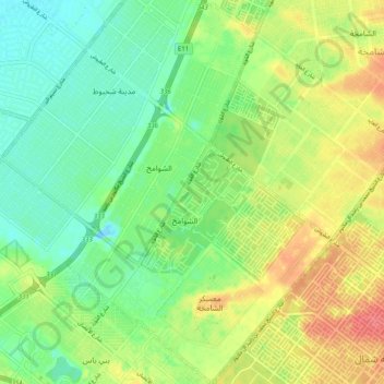 Al Shawamekh topographic map, elevation, terrain