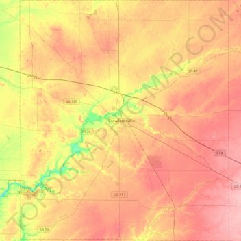 Montgomery County topographic map, elevation, terrain