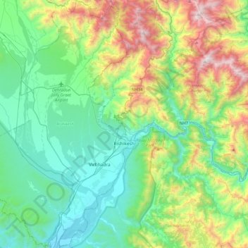 Rishikesh topographic map, elevation, terrain
