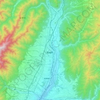 Minowa topographic map, elevation, terrain