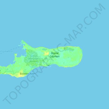 Grand Cayman topographic map, elevation, terrain
