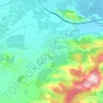 la Font d'en Carròs topographic map, elevation, terrain