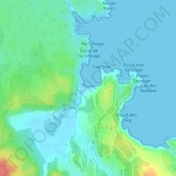 Arenal de Son Saura topographic map, elevation, terrain