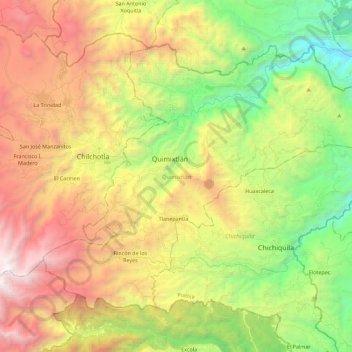 Quimixtlán topographic map, elevation, terrain