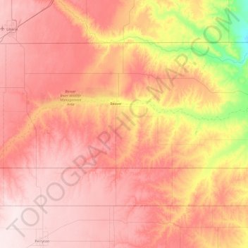 Beaver County topographic map, elevation, terrain